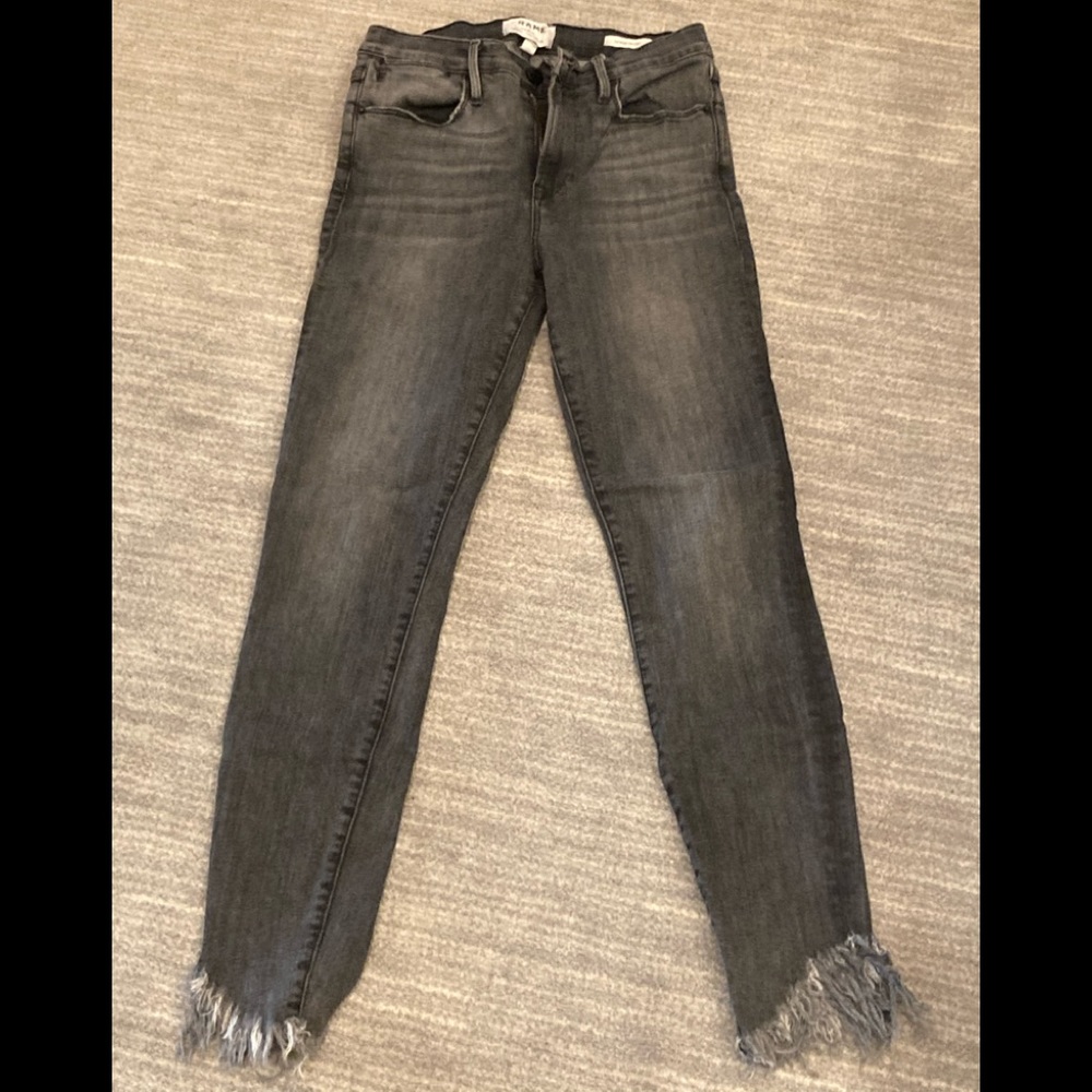 Frame denim dark gray skinny cropped jeans size 27
